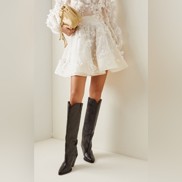 Zimmermann Postcard Floral-Appliqued Linen-Silk Full Mini Skirt Size Zimm 1 - Picture 3 of 16